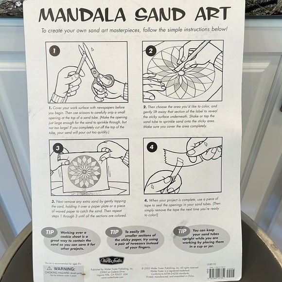 New Mandala Sand Art Colorful Activity Kit w/ 10 Sticky Designs & 20 Sand Tubes - Picture 8 of 8